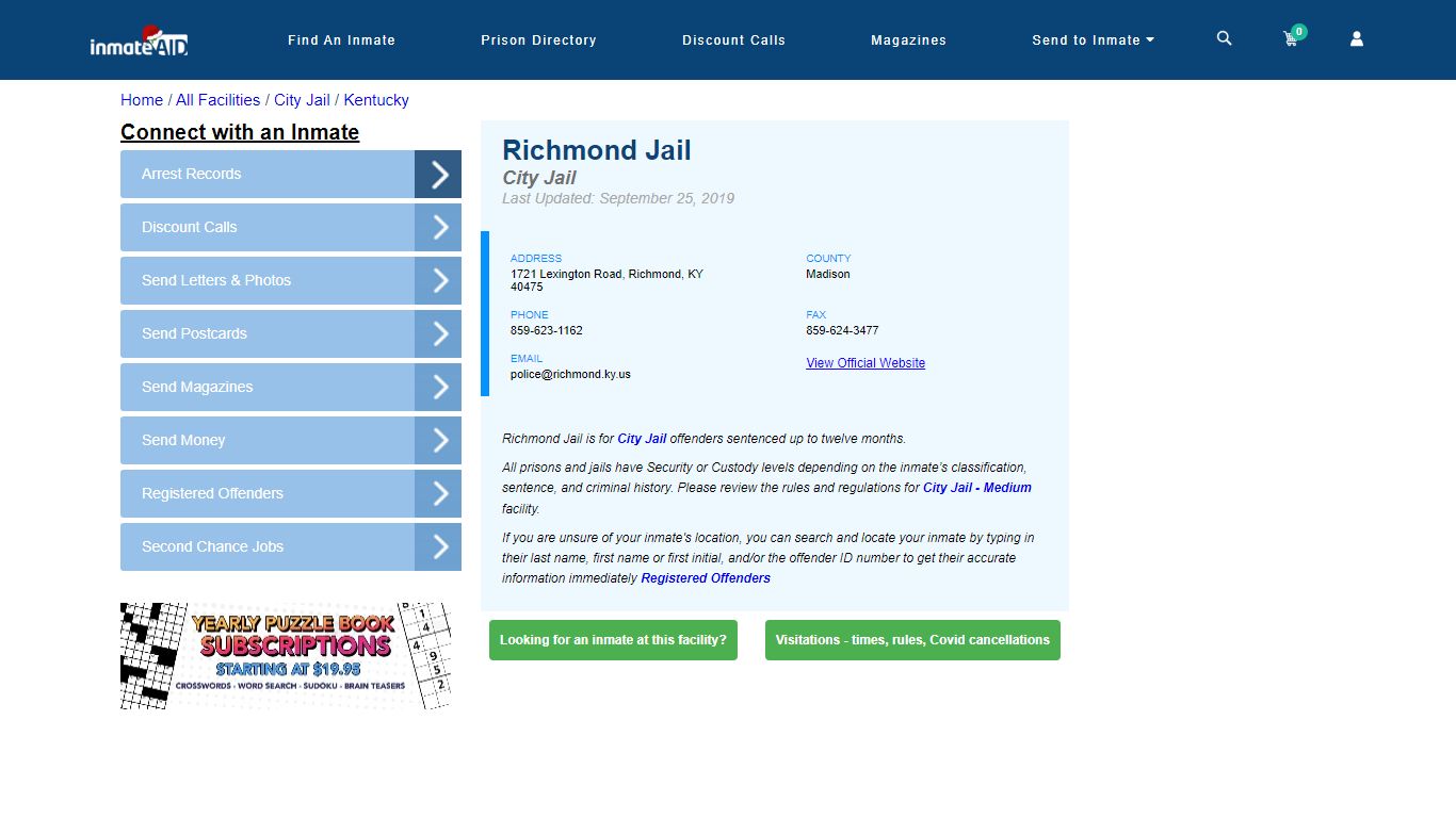 Richmond Jail | Inmate Locator
